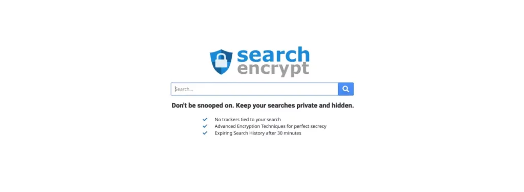 Screenshot of SearchEncrypt, search engine 2024